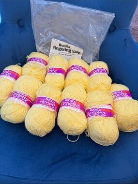 Bucilla Perlette Fingering Yarn - Pale Yellow Skeins